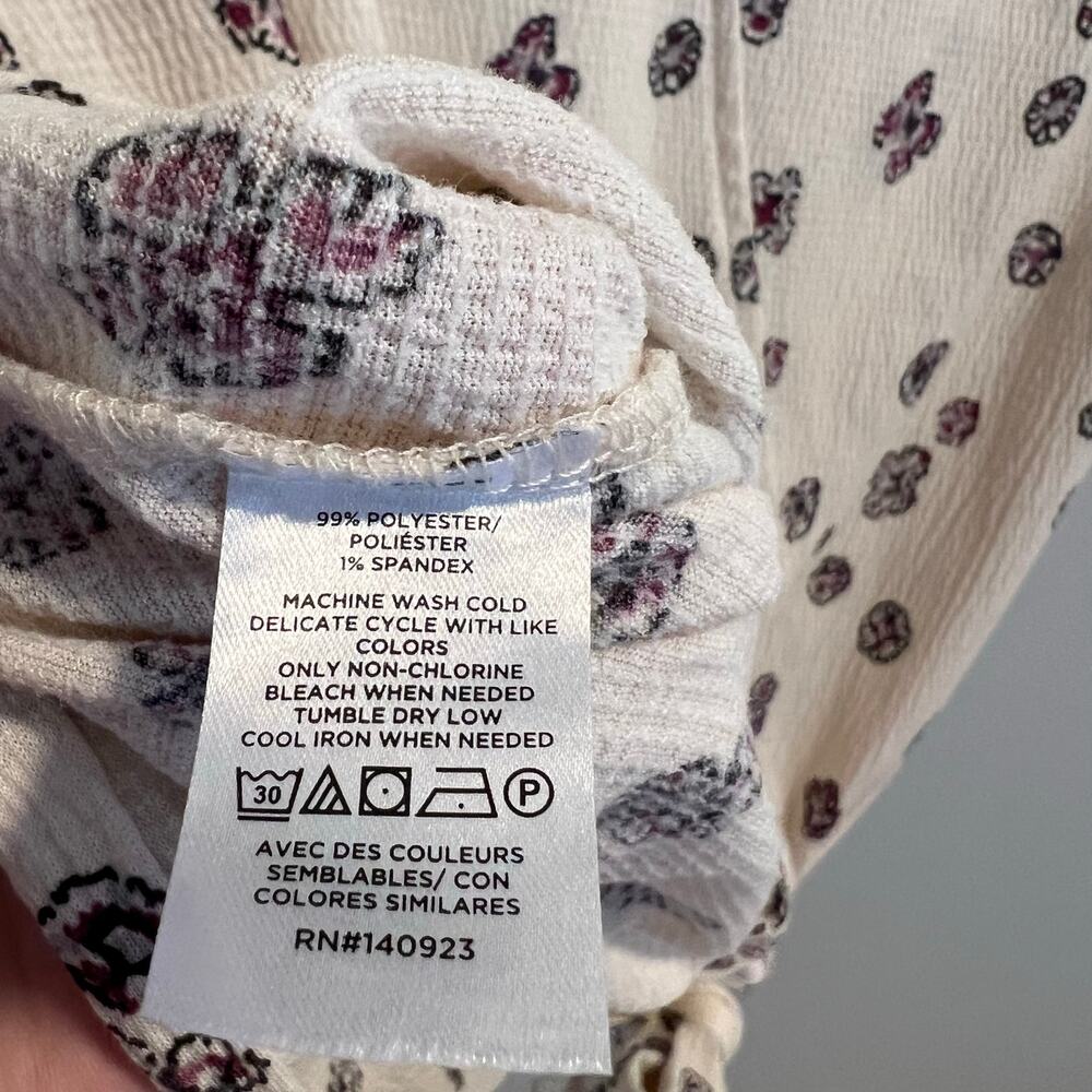 Loft Outlet Cream Floral Wrap Top Size L - Picture 4 of 7